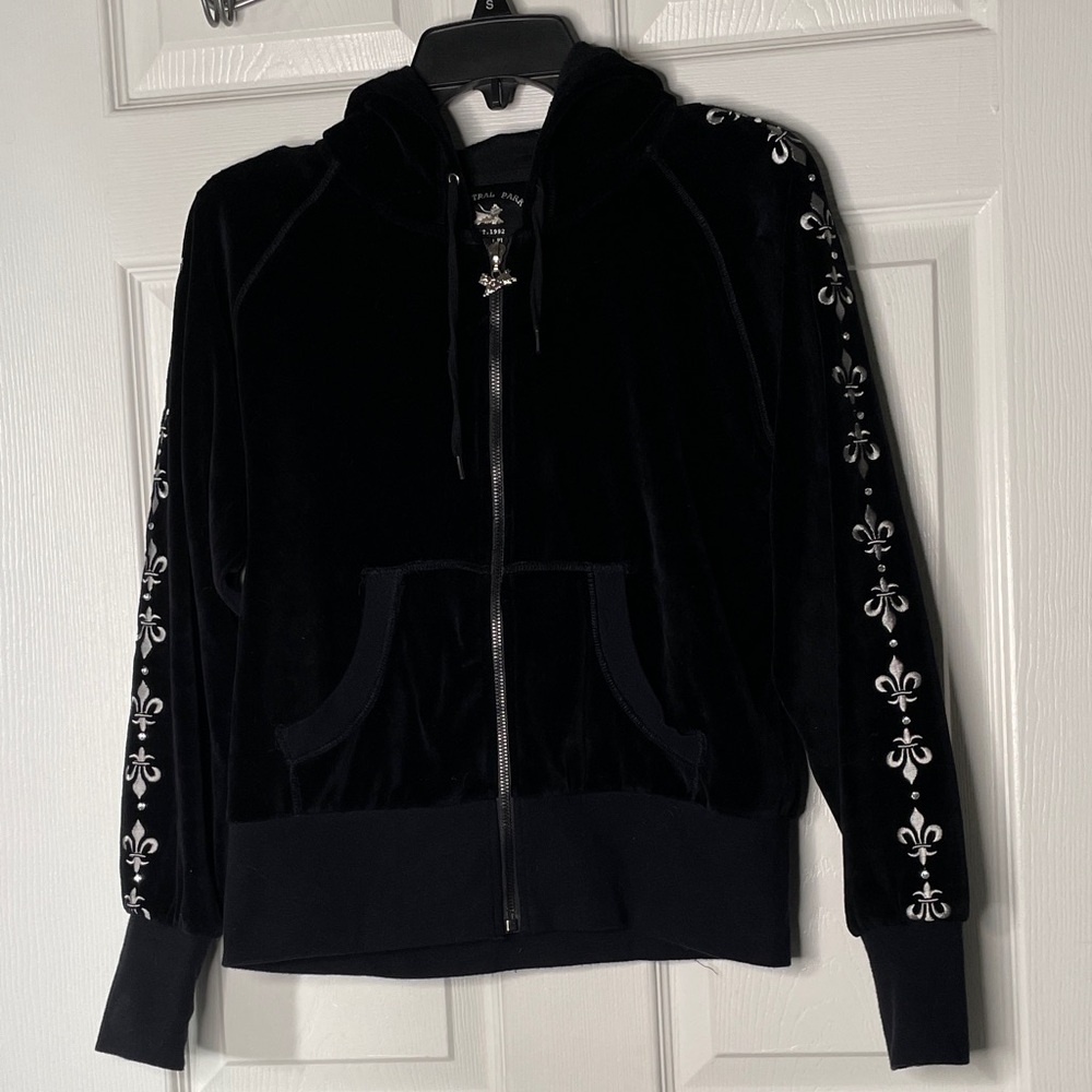 Central Park Velour Zip Up Sweatshirt Hoodie